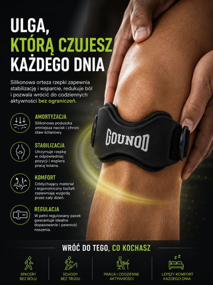 Silikonowa orteza rzepki drugiej generacji z amortyzacją